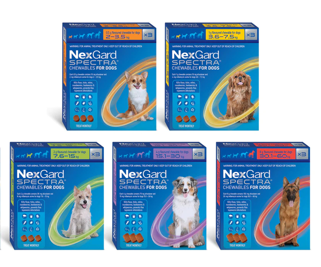 NexGard Spectra Flea & Worm Treatment for Dogs - Vet Warehouse