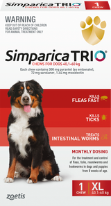 Simparica Trio Flea, Tick & Worm Treatment for dogs weighing 40.1kg to 60kg