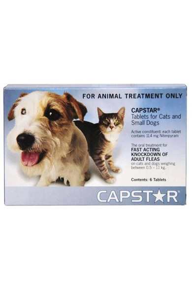Capstar Flea Treatment Tablet - 6 pack for dogs and cats weighing 0.5kg to 11kg