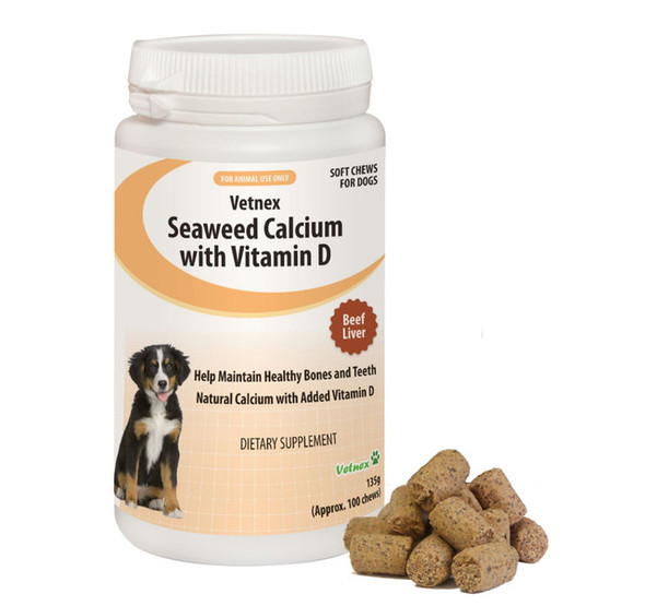 Vetnex Seaweed Calcium & Vitamin D Beef Liver Chews for Dogs