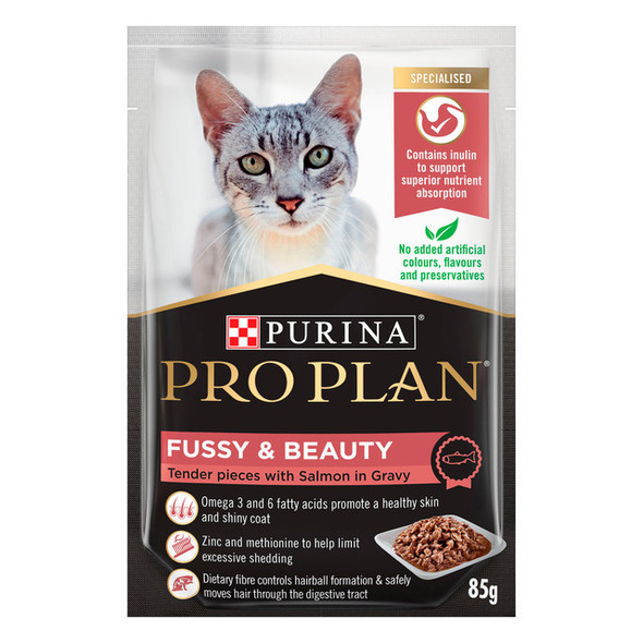 Pro Plan Fussy & Beauty Salmon Wet Cat Food 12 x 85g