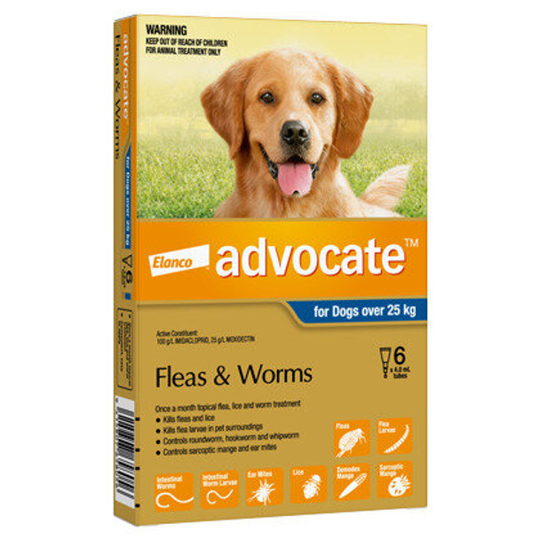 Advocate Flea & Worm Treatment For Dogs 25kg+ (6 Pack)