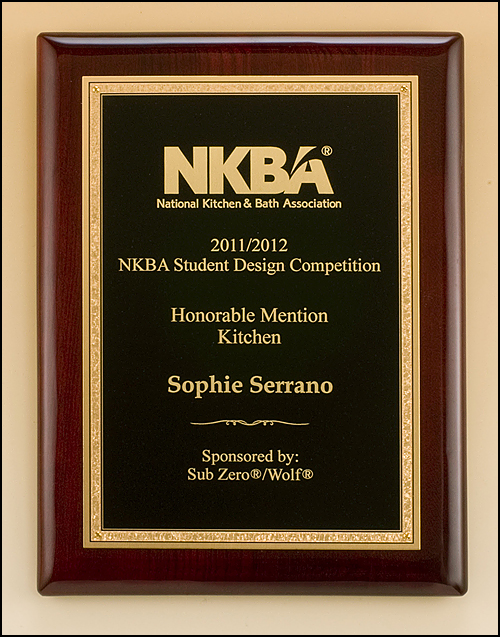 Rosewood Piano Plaque, Gold Florentine Plate - TPP5008