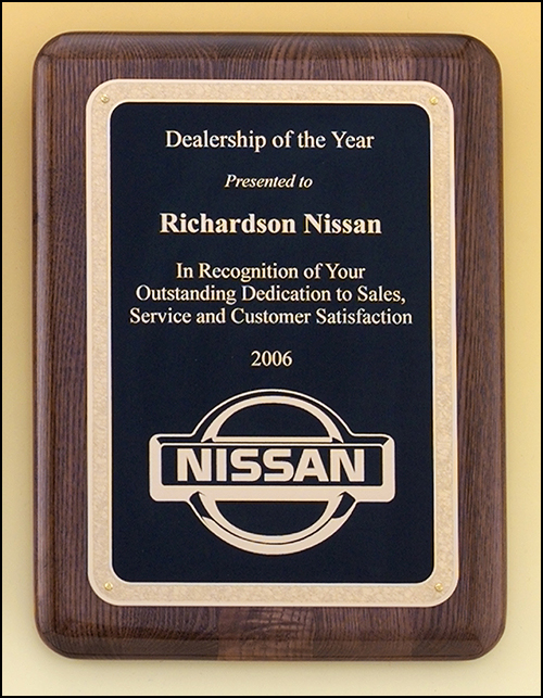 Walnut Piano Round Corner Plaque, Gold Florentine Plate - TPP4307