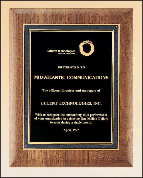 Walnut Elliptical Plaque, Black Florentine Plate - TPP3151