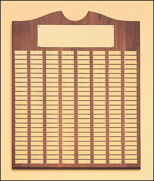 Walnut Roster Series Perpetual Plaque, Brushed Brass plates - TPP1584