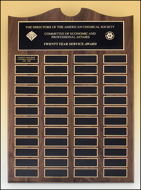 Walnut Roster Series Perpetual Plaque, Black Brass plates - TPP3946