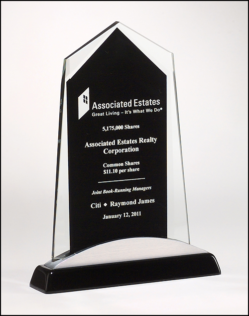 Apex Series Glass Award, Black & Silver Base - TPG2413
