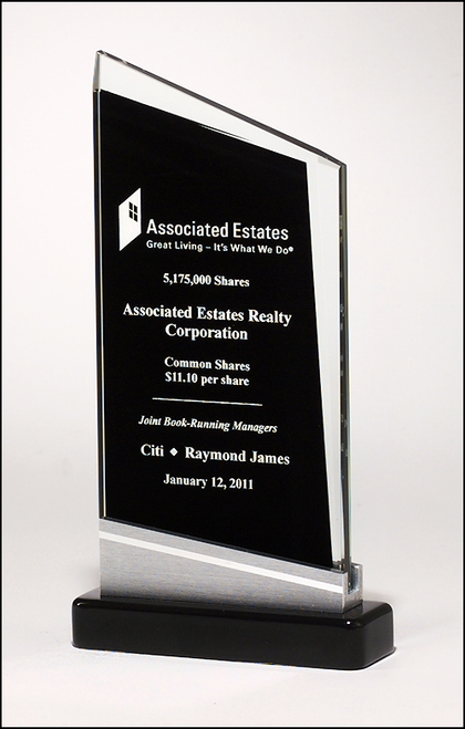 Zenith Series Glass Award, Black & Silver Base - TPG2426