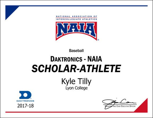 Scholar-Athlete certificate