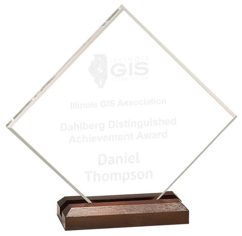 Clear Acrylic Diamond W/Walnut Base