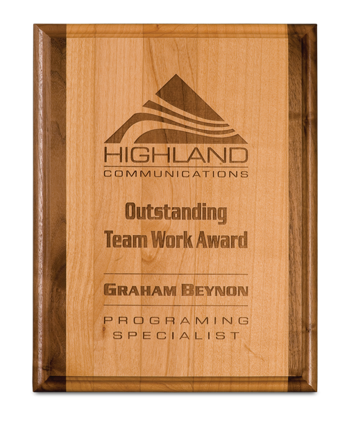 Genuine Red Alder and Walnut Plaque 10 1/2" x 13"