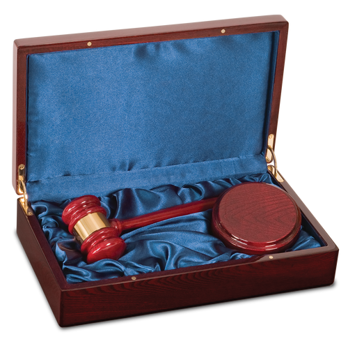 Rosewood Piano Finish 10" Gavel Director's Set with Sounding Block & Case