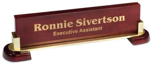 Rosewood Piano Finish & Metal Name Bar 12 1/2" x 4 1/4"