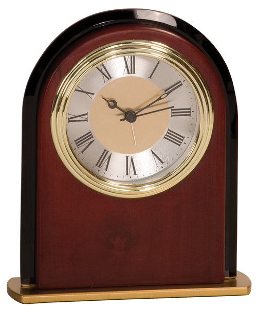 Mahogany Finish & Glass Arch Clock