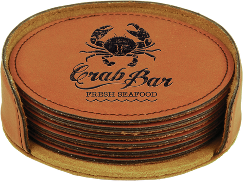 Round Leatherette 6-Coaster Set - JGFT281