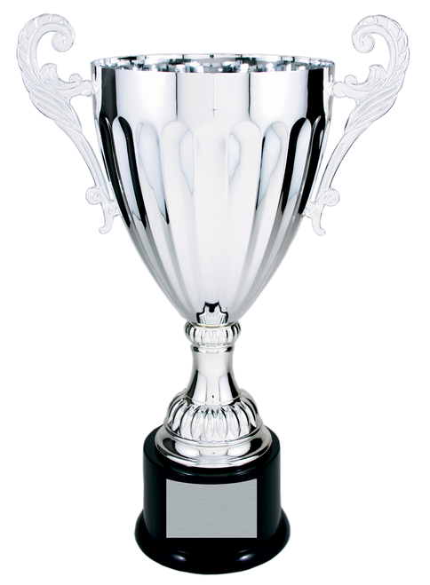 Silver Metal Corporate Cup Trophy on a Black Plastic Base - JCMC305S