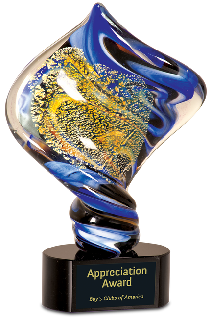 Diamond Twist Art Glass on Black Base