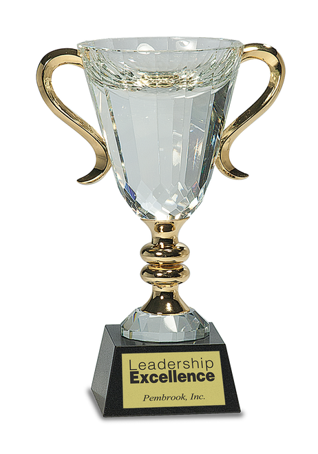 Crystal Cup with Gold Handles and Stem