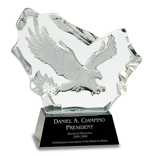 Crystal Carved Eagle on Black Base