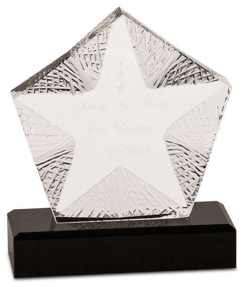 Clear Crystal Textured Star on Black Base