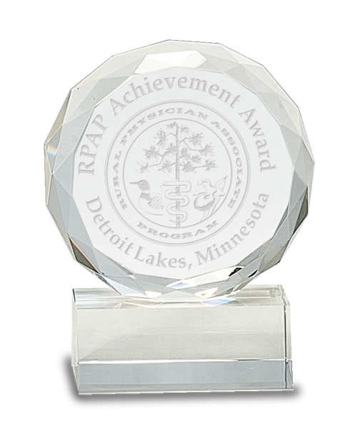 Round Facet Crystal on Clear Pedestal Base - JCRY248