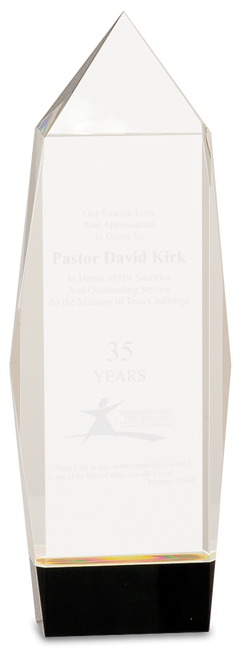 Clear Crystal Facet Rectangle on Black Base