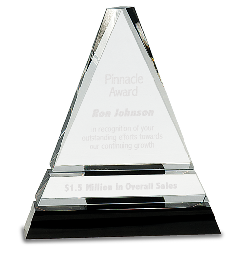 Clear Crystal Triangle on Black Crystal Pedestal Base