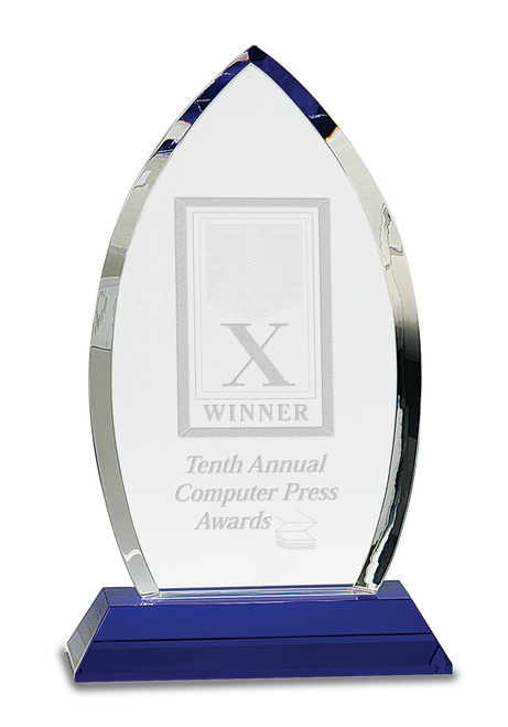 Crystal Oval on Blue Pedestal Base