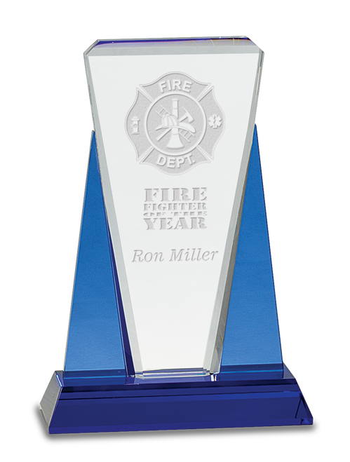 Blue/Clear Wedge Crystal on Blue Pedestal Base - JCRY535S