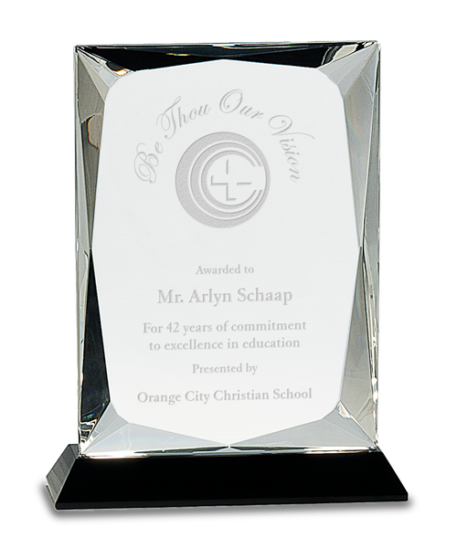 Clear Crystal Rectangle on Black Base