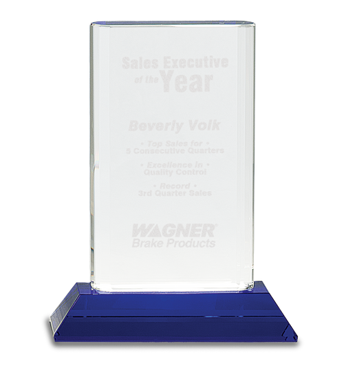 Crystal Cylinder on Blue Pedestal Base