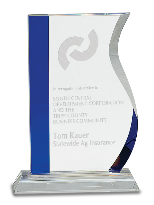 Blue Edge Crystal Wave on Clear Base - JCRY156