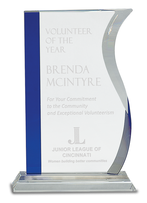 Blue Edge Crystal Wave on Clear Base - JCRY157