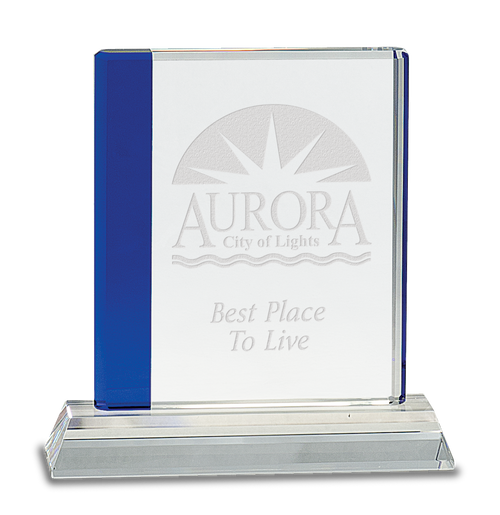 Blue Edge Crystal on Clear Base