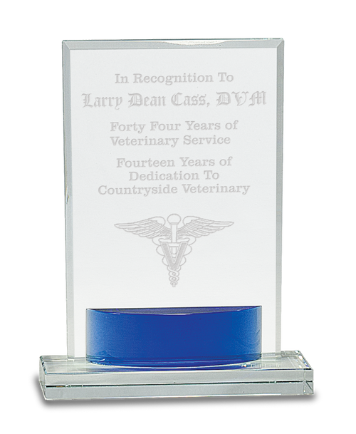 Crystal Rectangle with Blue Accent - JCRY541M