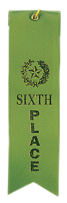 6th Place Green Carded Ribbon