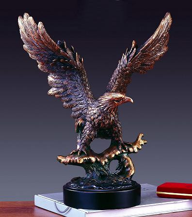 Large Bronze Eagle on Black Round Base
