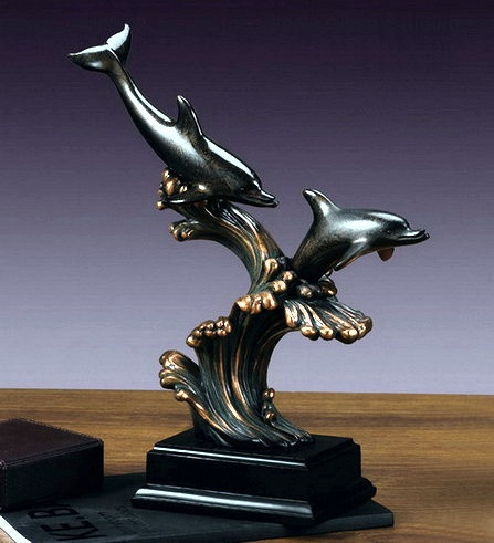 Dolphins on Black Rectangle Base