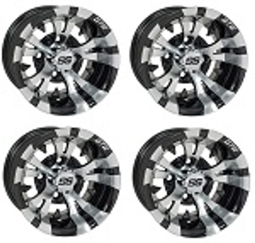 Golf Cart GTW 10x7 Machined Black Vampire Wheels | Set of 4 | 3:4 Offset 4/4
