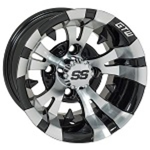 Golf Cart GTW 10x7 Machined Black Vampire Wheel | 3:4 Offset 4/4 Pattern