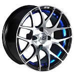 Golf Cart GTW 12x7 Machined Blue Pursuit Wheel | 3:4 Offset 4/4 Pattern
