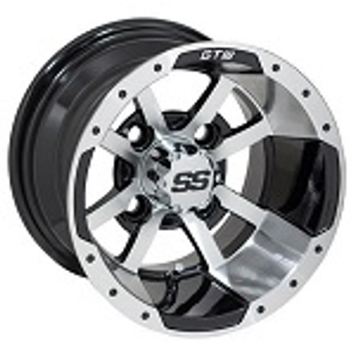 Golf Cart GTW 10x7 Machined Black Storm Trooper Wheel | 3:4 Offset 4/4 Pattern