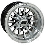 Golf Cart GTW 10x7 Machined Black Medusa Wheel | 3:4 Offset 4/4 Pattern