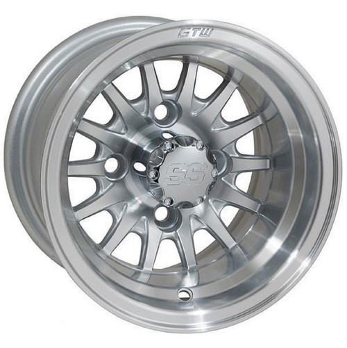 Golf Cart GTW 10x7 Machined Silver Medusa Wheel | 3:4 Offset 4/4 Pattern