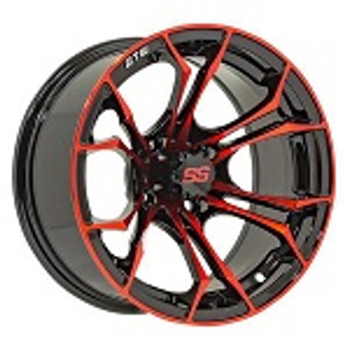 Golf Cart GTW 12x7 Black Red Spyder Wheel | 3:4 Offset 4/4 Pattern