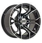 Golf Cart GTW 14x7 Machined Black Spyder Wheel | 3:4 Offset 4/4 Pattern