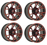 Golf Cart GTW 14x7 Black Red Spyder Wheels | Set of 4 | 3:4 Offset 4/4