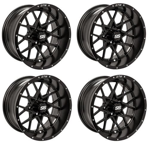 Golf Cart GTW 14x7 Matte Black Vortex Wheels | Set of 4 | 3:4 Offset 4/4