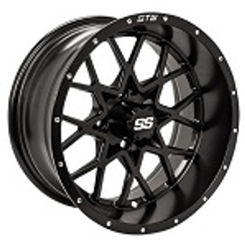 Golf Cart GTW 12x7 Matte Black Vortex Wheel | 3:4 Offset 4/4 Pattern